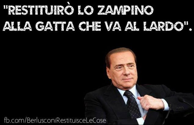 Berlusconi restituisce cose: Restituirò lo zampino...