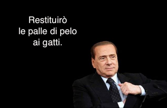 Berlusconi restituisce cose: restituirò le palle di pelo...