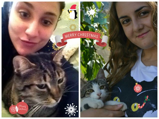 me and my sister with our cats