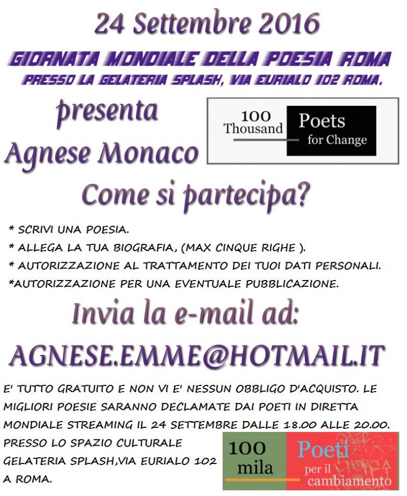 La giornata mondiale della poesia a Roma di Agnese Monaco aiuta gli animali!